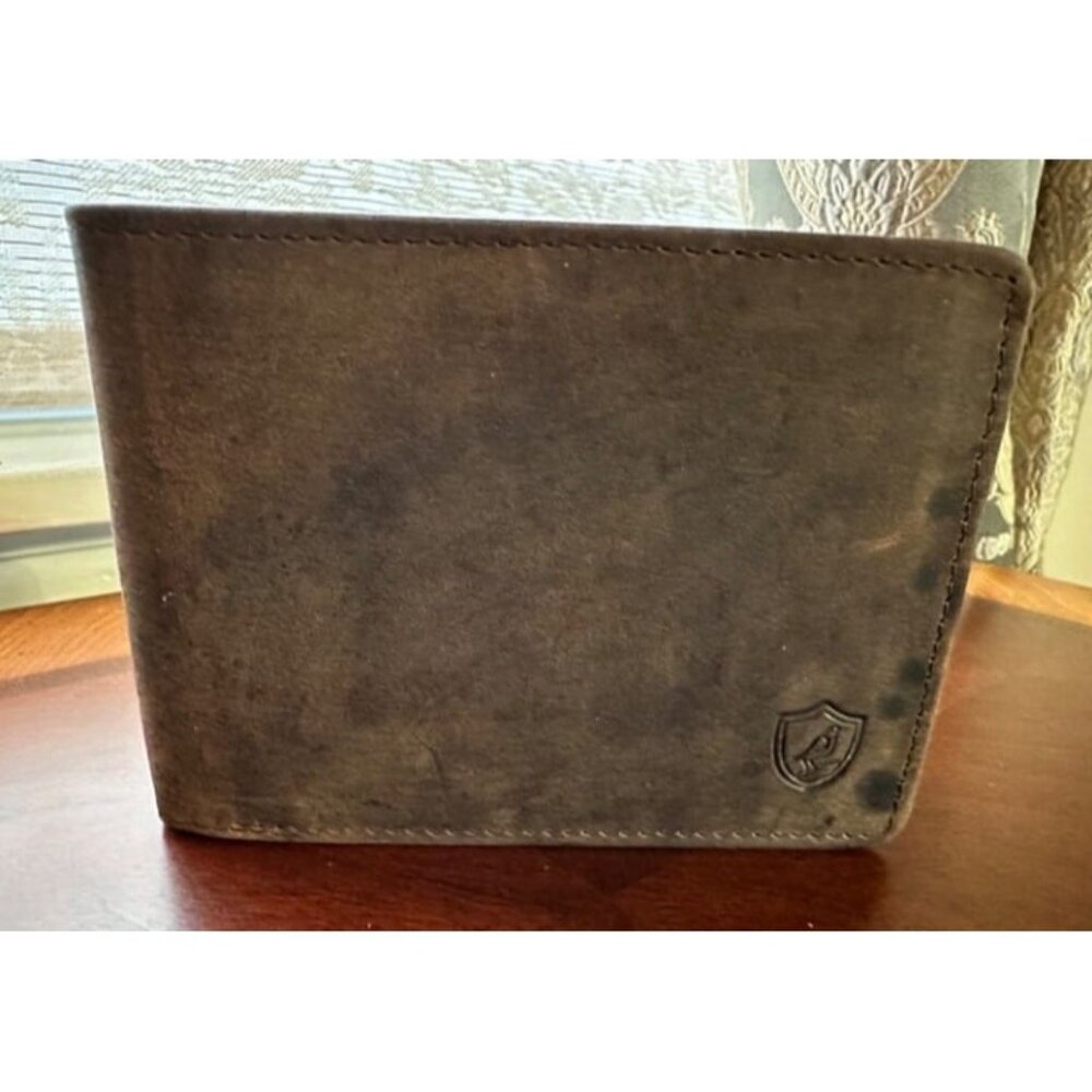 New Mens Wallet Real Leather Bifold RFID Blocking High Capacity Card Case